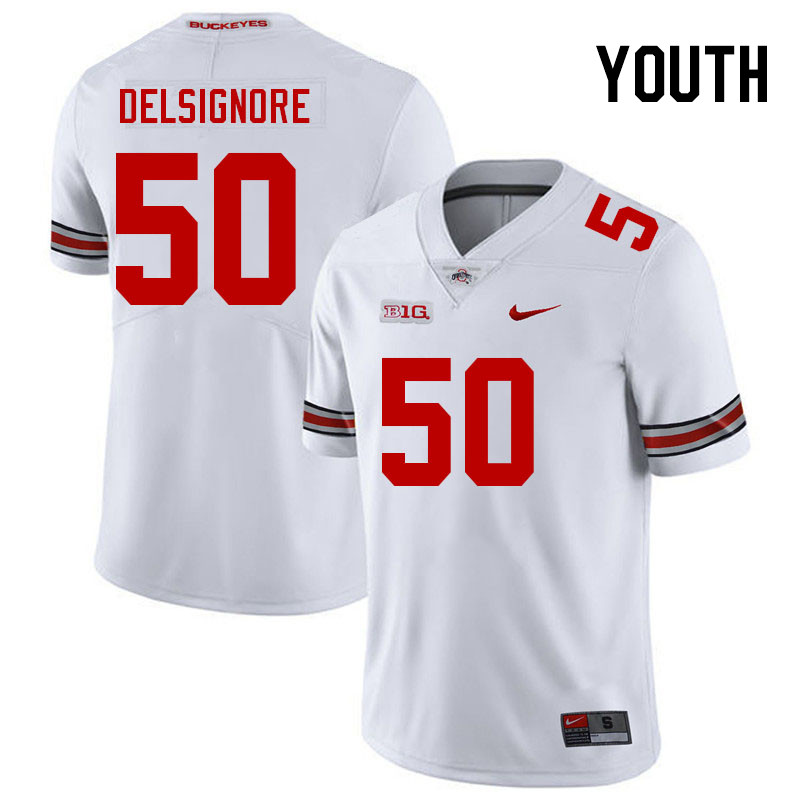 Youth #50 Alec DelSignore Ohio State Buckeyes College Football Jerseys Stitched Sale-White